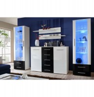 Vitrine murale - led - blanc et noir