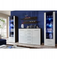 Vitrine murale - led - blanc et noir