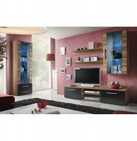 Vitrine à led - 5 éléments - marron et noir