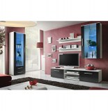 Vitrine à led - 5 éléments - blanc et noir