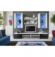 Vitrine à led - 6 éléments - blanc et noir