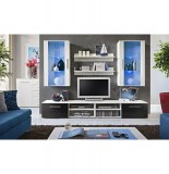 Vitrine à led - 6 éléments - blanc et noir