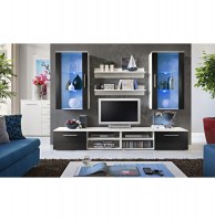 Vitrine à led - 6 éléments - noir et blanc