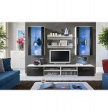 Vitrine à led - 6 éléments - noir et blanc