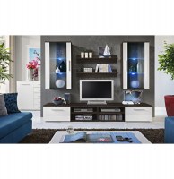 Vitrine à led - 6 éléments - marron et blanc