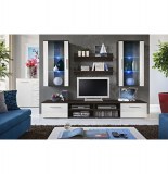 Vitrine à led - 6 éléments - marron et blanc