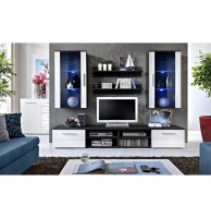 Vitrine à led - 6 éléments - blanc et noir