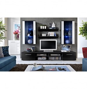 Vitrine à led - 6 éléments - noir et blanc