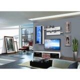 Vitrine à led - 4 éléments - noir et blanc