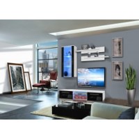 Vitrine à led - 4 éléments - noir et blanc