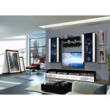 Vitrine à led - 5 éléments - blanc et noir