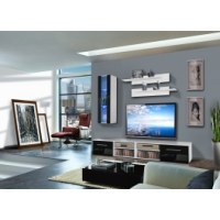 Vitrine à led - 4 éléments - noir et blanc