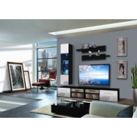 Vitrine à led - 4 éléments - blanc et noir