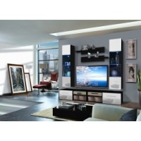 Vitrine à led - 5 éléments - blanc et noir