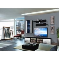 Vitrine à led - 4 éléments - blanc et noir