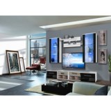 Vitrine à led - 5 éléments - noir et blanc