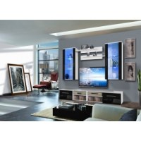 Vitrine à led - 5 éléments - noir et blanc