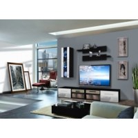 Vitrine à led - 4 éléments - blanc et noir