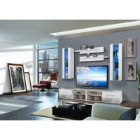 Vitrine à led - 5 éléments - blanc