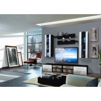 Vitrine à led - 5 éléments - blanc et noir