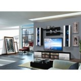 Vitrine à led - 5 éléments - blanc et noir