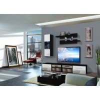 Vitrine à led - 4 éléments - blanc et noir