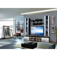 Vitrine à led - 5 éléments - blanc et noir