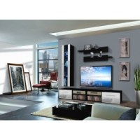 Vitrine à led - 4 éléments - blanc et noir