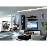 Vitrine à led - 4 éléments - blanc et noir