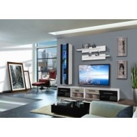 Vitrine à led - 4 éléments - noir et blanc