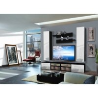 Vitrine à led - 5 éléments - blanc et noir