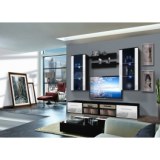 Vitrine à led - 5 éléments - blanc et noir