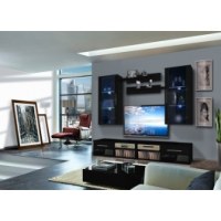 Vitrine à led - 5 éléments - noir