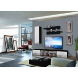 Vitrine à led - 4 éléments - blanc et noir