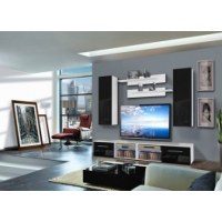 Vitrine à led - 5 éléments - noir et blanc