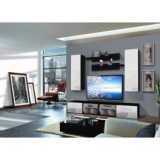 Vitrine à led - 5 éléments - blanc et noir