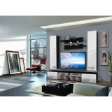 Vitrine à led - 5 éléments - blanc et noir