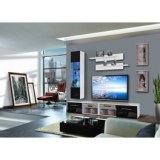 Vitrine à led - 4 éléments - noir et blanc