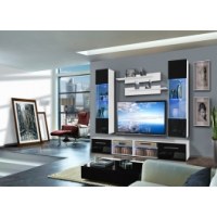 Vitrine à led - 5 éléments - noir et blanc