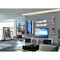 Vitrine à led - 4 éléments - noir et blanc