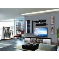 Vitrine à led - 4 éléments - blanc et noir