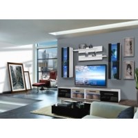 Vitrine à led - 5 éléments - noir et blanc