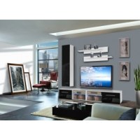 Vitrine à led - 4 éléments - noir et blanc