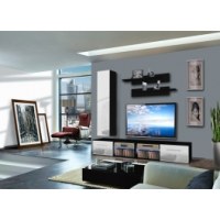 Vitrine à led - 4 éléments - blanc et noir