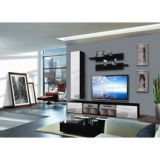 Vitrine à led - 4 éléments - blanc et noir