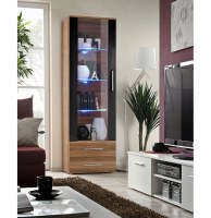 Vitrine à led - acacia et noir