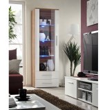 Vitrine à led - chêne et blanc