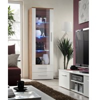 Vitrine à led - chêne et blanc