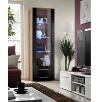 Vitrine à led - chêne et noir