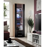 Vitrine à led - chêne et noir